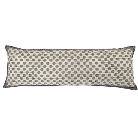 Artisan Hand Loomed Cotton Lumbar Pillow, Gray Dots