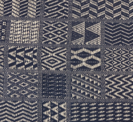 Artisan Hand Loomed Cotton Lumbar Pillow, Indigo Blocks