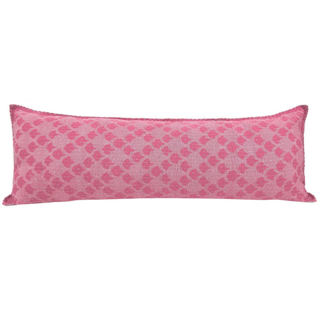 Artisan Hand Loomed Cotton Lumbar Pillow - Pink Ginkgo