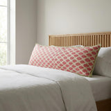 Artisan Hand Loomed Cotton Lumbar Pillow, Red Green Stitching