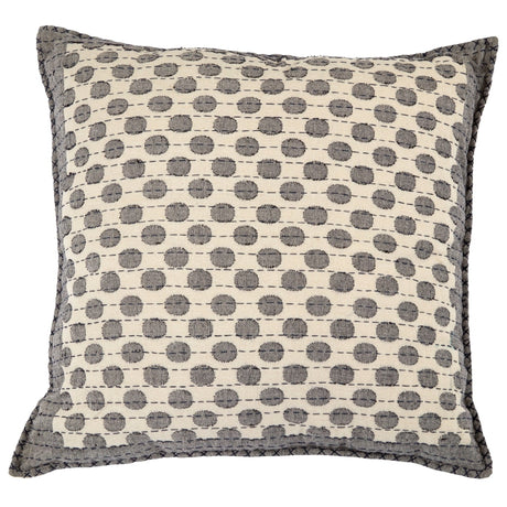 Artisan Hand Loomed Cotton Square Pillow, Gray Dots