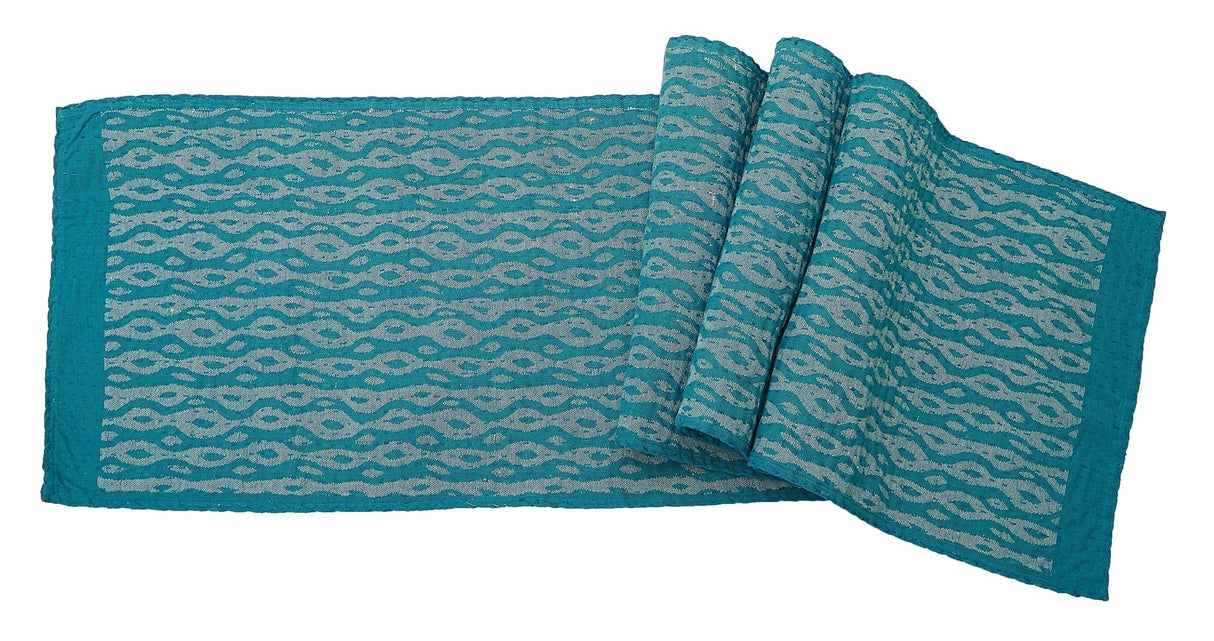 Artisan Hand Loomed Cotton Table Runner - Blue Ocean
