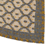 Artisan Hand Loomed Cotton Table Runner - Gray Yellow Stitching - 18"x96"