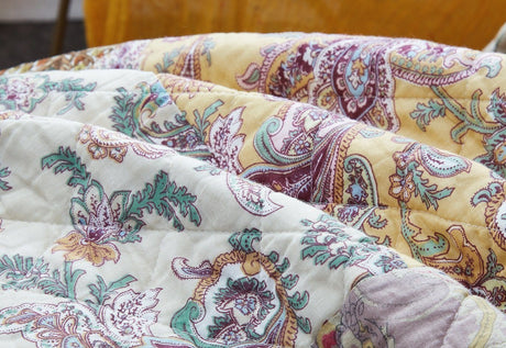 Bohemian Burgundy Paisley Patchwork Cotton Bedspread Set