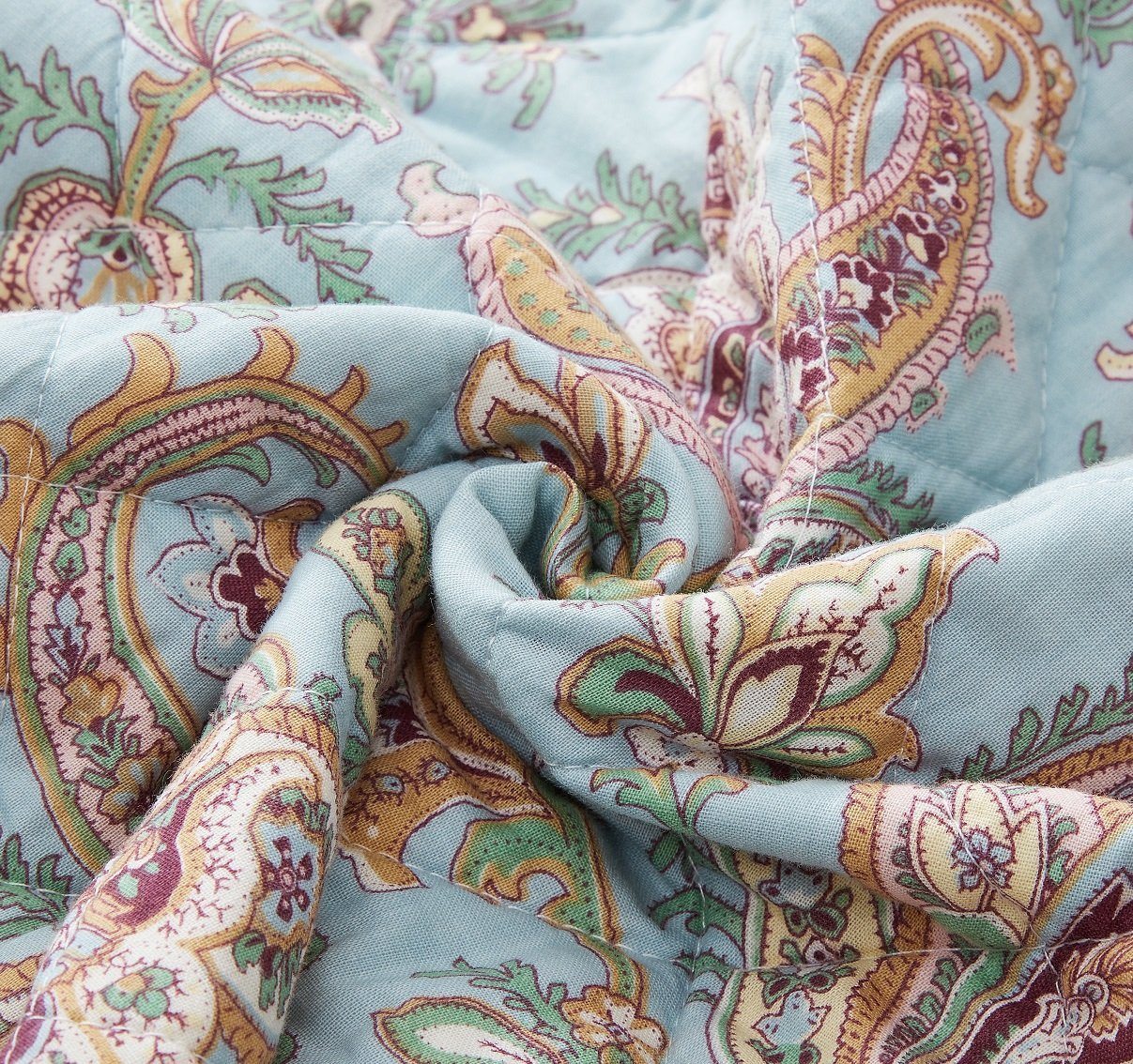 Bohemian Burgundy Paisley Patchwork Cotton Bedspread Set