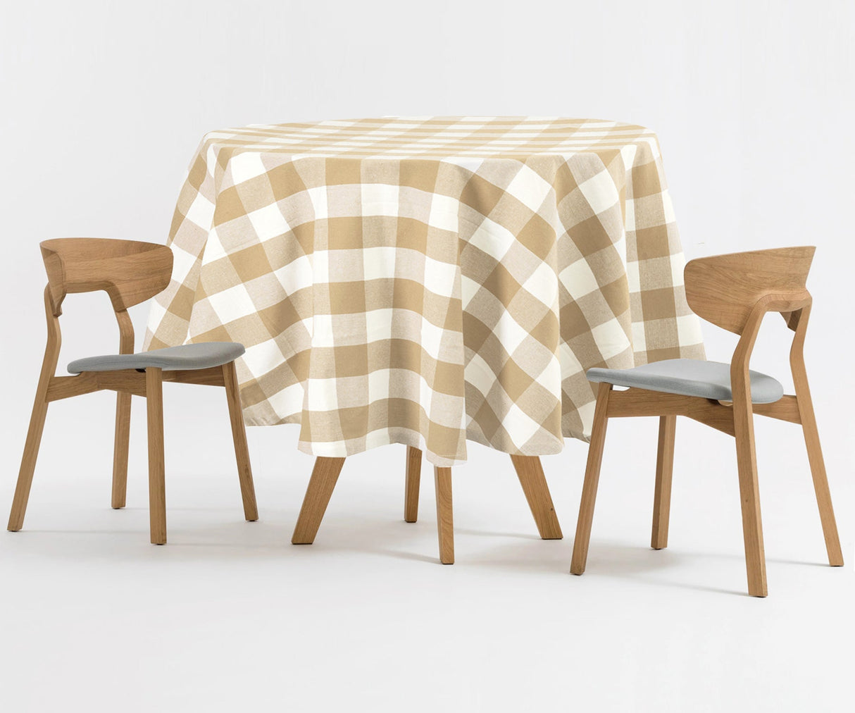 Beige Gingham Tablecloth