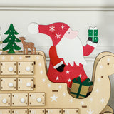 Christmas Advent Calendar with 24 Countdown Drawers - Santa & Sleigh Design