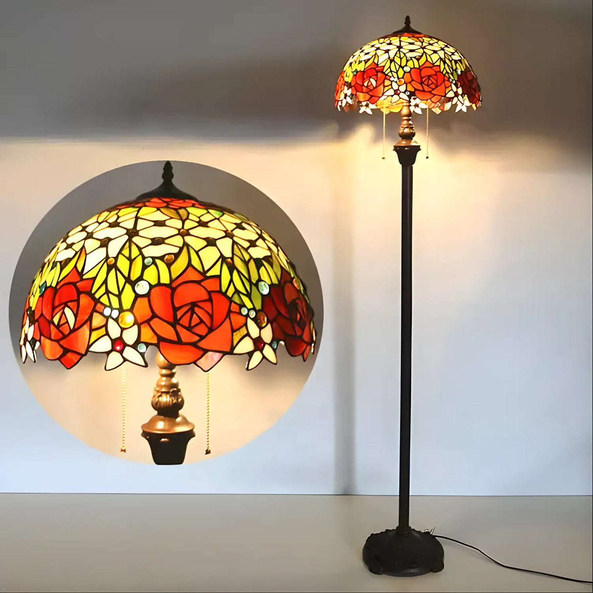 Antique Tiffany Lamp Shades in Blooming Rose Glass