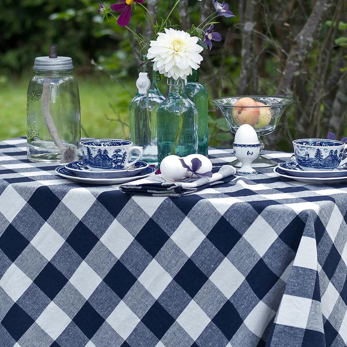 Checkered Round Tablecloth - 70 Inch