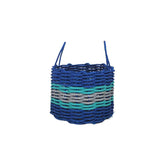 Authentic Maine Lobster Rope Storage Basket Blue and Light Gray with Teal Accents
