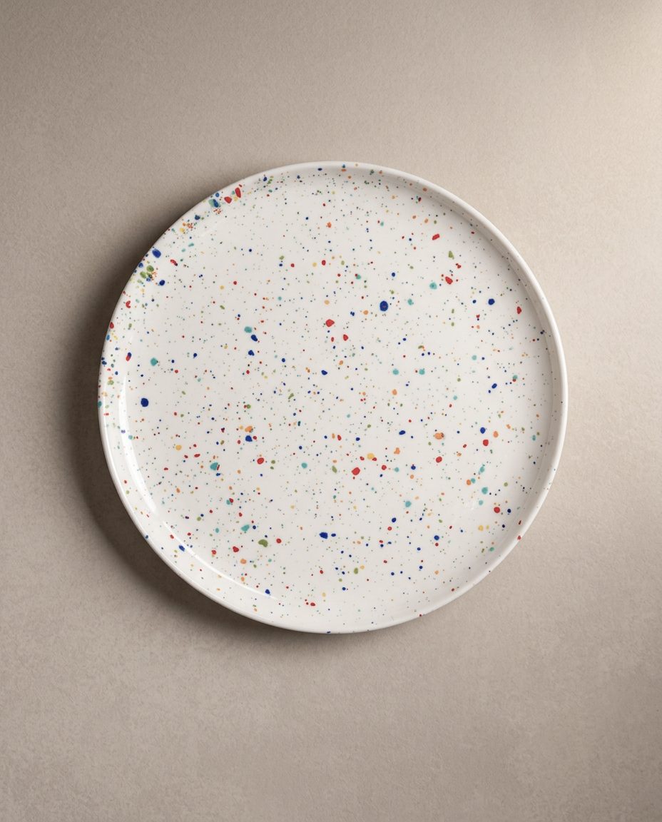 Set of 6 White Salad Plates 8.9" stoneware ceramic — Party Collection