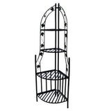 4-Tier Steel Corner Shelf Black Plant Stand