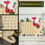 Christmas Advent Calendar with 24 Countdown Drawers - Santa & Sleigh Design