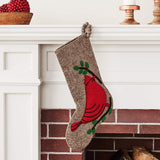 Cardinal Christmas Stocking Hand Felted Wool Gray Arcadia Home