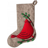 Cardinal Christmas Stocking Hand Felted Wool Gray Arcadia Home