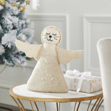 Handmade Cat Angel Felt Christmas Tree Topper Cream Arcadia Home