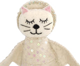 Handmade Cat Angel Felt Christmas Tree Topper Cream Arcadia Home