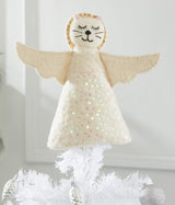Handmade Cat Angel Felt Christmas Tree Topper Cream Arcadia Home