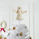 Handmade Cat Angel Felt Christmas Tree Topper Cream Arcadia Home