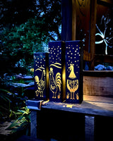 Chicken Coop Trio Luminary Pillars w/ Solar Cap
