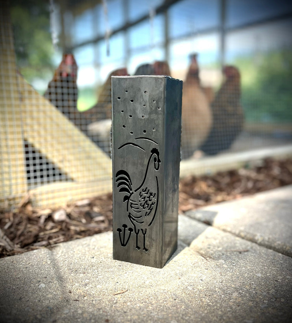 Chicken Coop Trio Luminary Pillars w/ Solar Cap