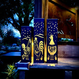 Chicken Coop Trio Luminary Pillars w/ Solar Cap