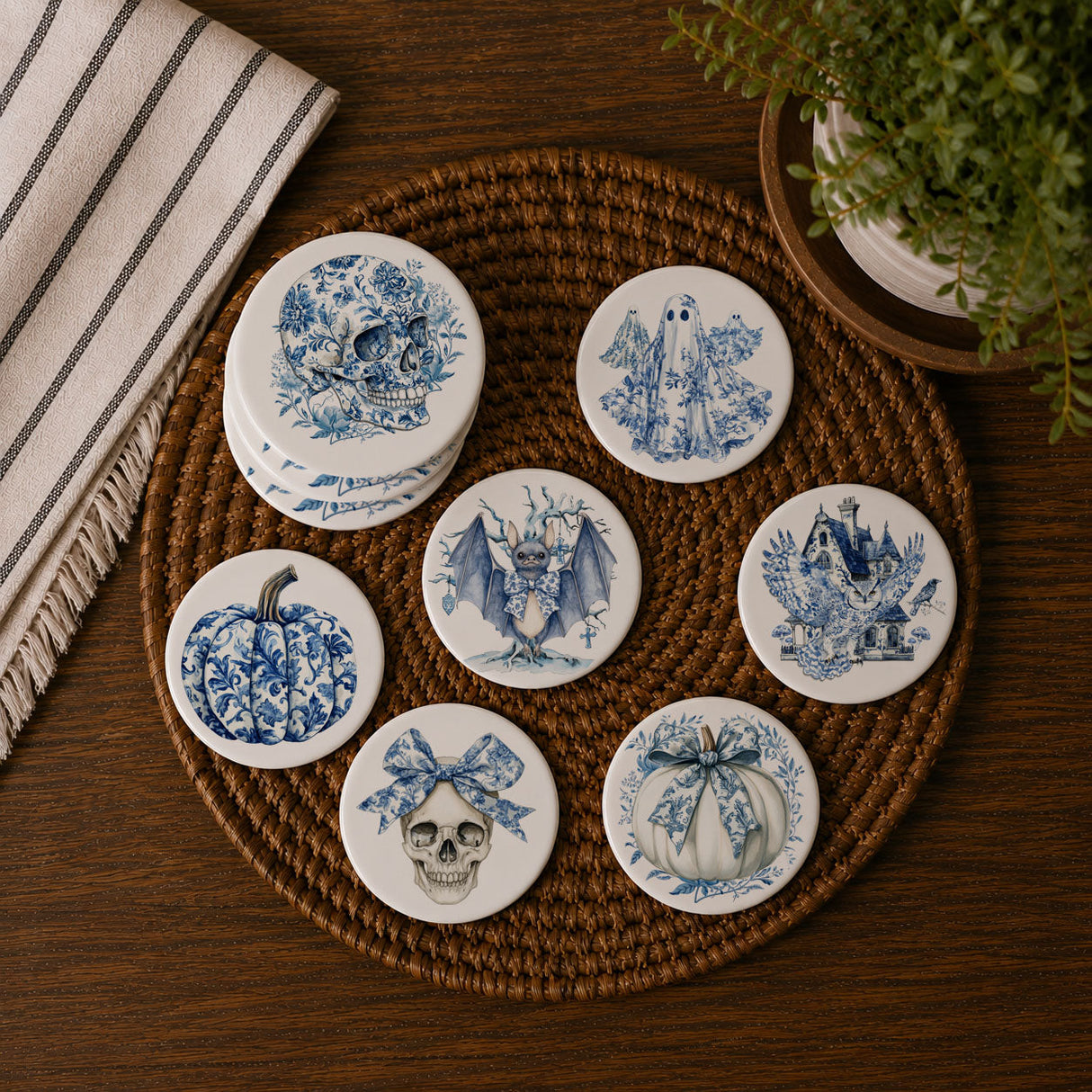 Chinoiserie Halloween Coasters