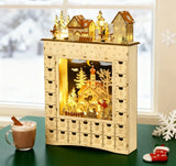 Christmas Advent Calendar,Countdown to Christmas Table Decoration with Lights, Battery Operated