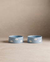 Set of 2 Blue Large stoneware ceramic Pet Bowls — Cloud Collection