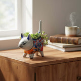 Colorful Talavera Cat Planter | Mexican Ceramic Art