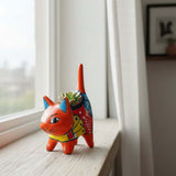 Colorful Talavera Cat Planter | Mexican Ceramic Art