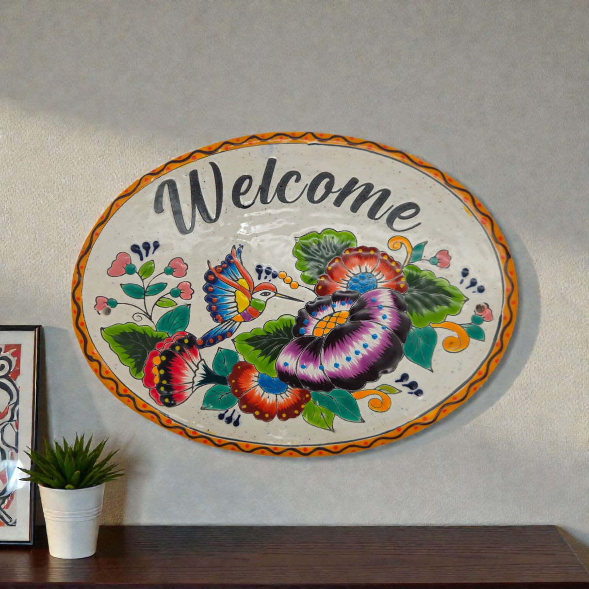 Colorful Talavera Welcome Plaque
