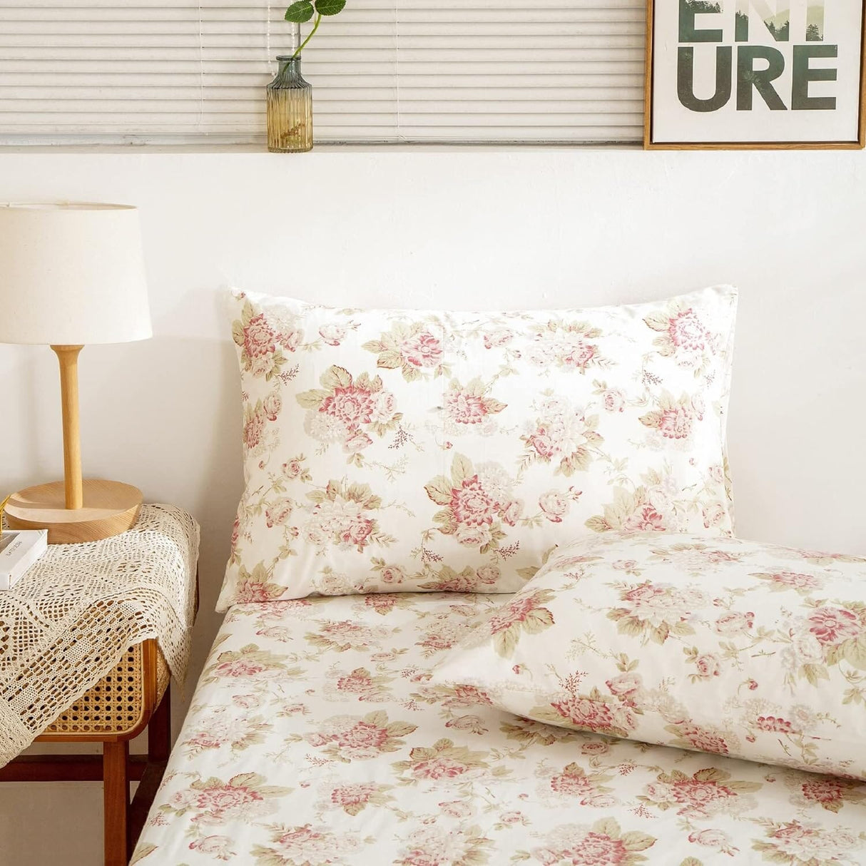 Hint of Mint Dainty Cottage Flat Sheet w/ Pillow Case