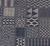 Artisan Hand Loomed Cotton Square Pillow, Indigo Blocks