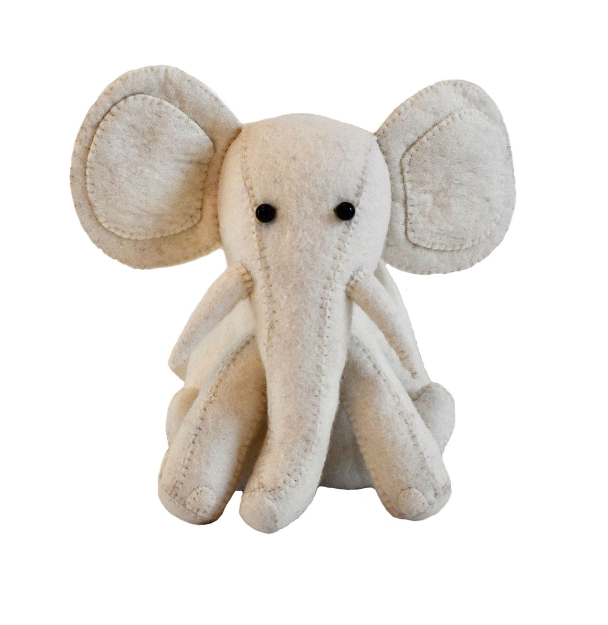 Cream Elephant Door Stop Hand Felted Wool Arcadia Home