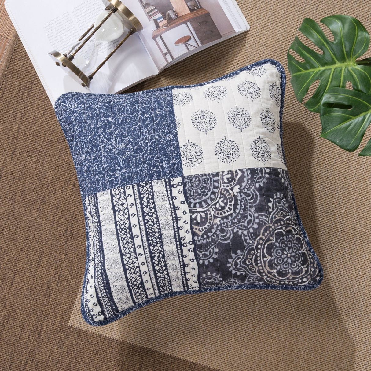 Set of 2-Pieces Bohemian Denim Blue Elegance Throw Pillow Covers