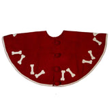 Dog Bones Red Christmas Tree Skirt Hand Felted Wool - 22" / 60" Arcadia Home