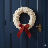 Dog Bones Red Bow Handmade Hand Felted Wool Wreath - 14"