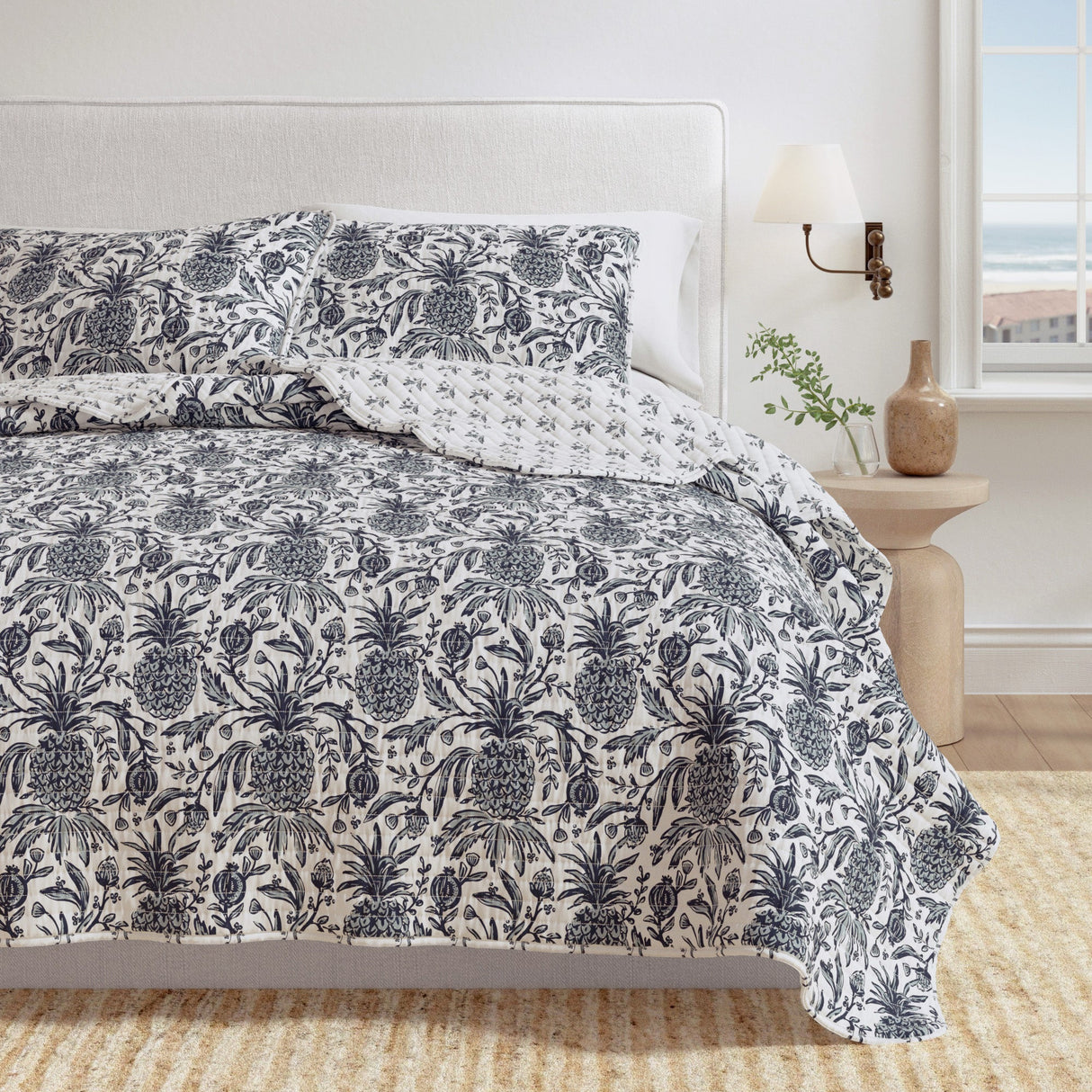 Bernice Coastal Printed Cotton Quilt Set