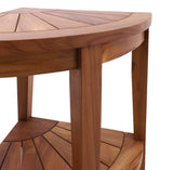 Tanzania Oiled Teak Shower and Bath Corner Stool with Shelf - 17.5"
