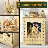 Christmas Advent Calendar,Countdown to Christmas Table Decoration with Lights, Battery Operated