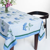 Blue Hydrangea Blockprint Tablecloth