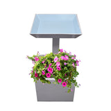 Modern Square Cast Aluminum 35-in Bird Bath and Planter Vase Combo