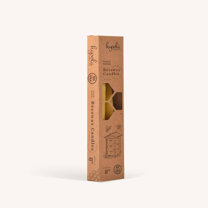 Yellow Beeswax Candles - 8 inch - 4 Pack