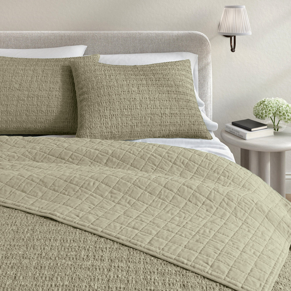 Cotton Honeycomb Waffle Garment Washed Quilt Set