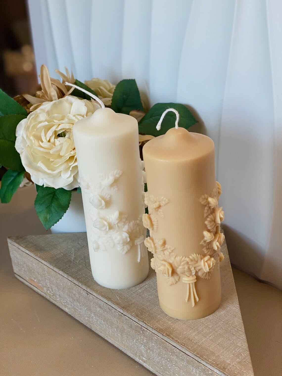 Floral Pillar Scented Candle - Eco-Friendly Soy Wax Aroma