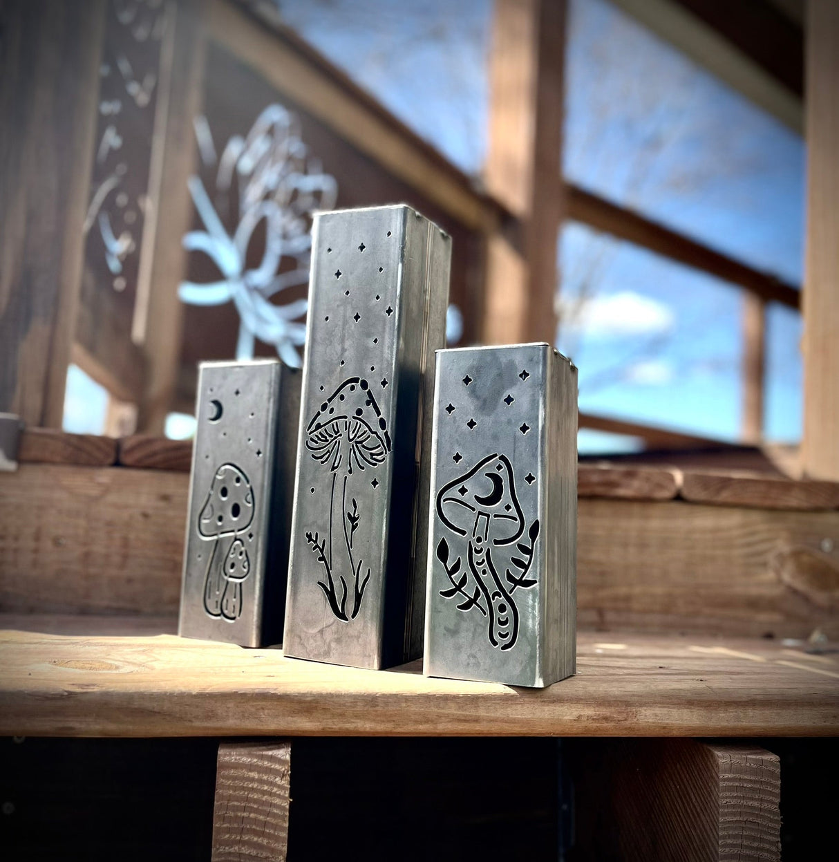 Fungi Solar Tube Lights - Steel Mushroom Lights