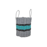 Lobster Rope Basket Light Gray and Teal, Black Accents