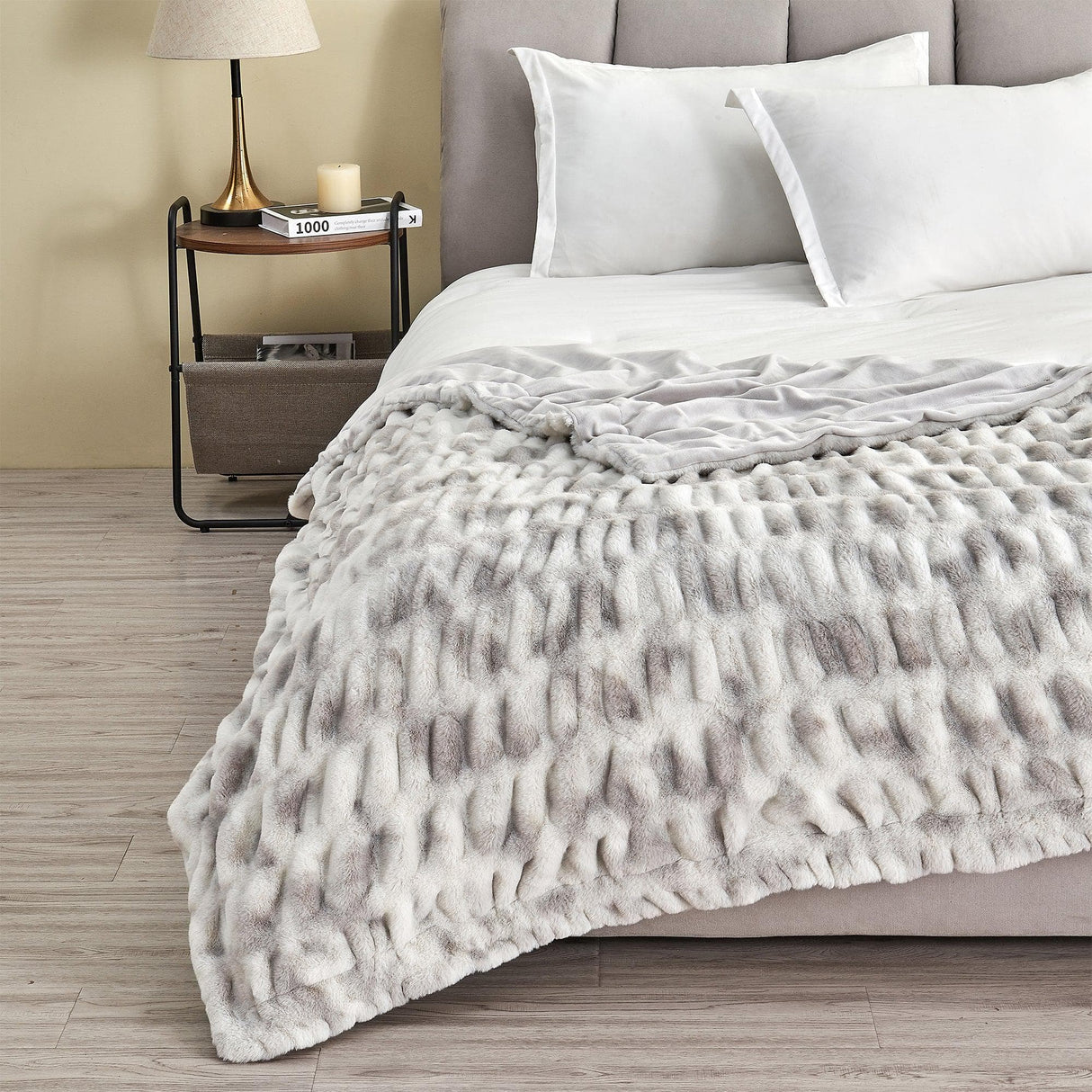 Ruched Faux Fur Throw Blanket - Alondra Collection