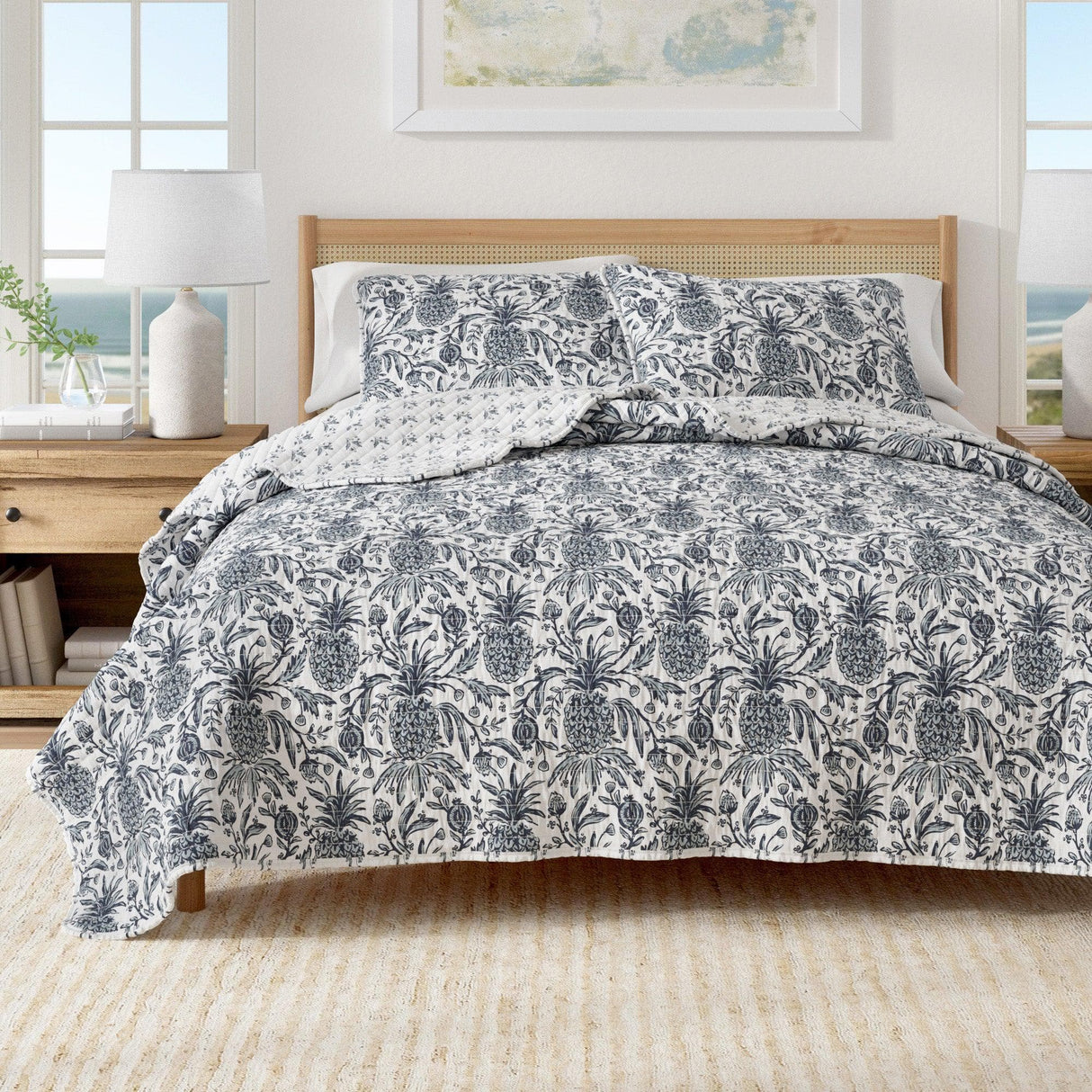 Bernice Coastal Printed Cotton Quilt Set